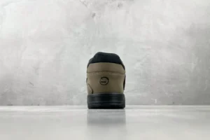 Fear of God ESSENTIALS sneaker khaki black leather textile blend low top shoes rear view