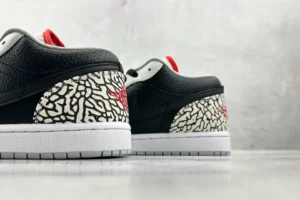 Nike Air Jordan 1 Low OG black white red leather sneakers with elephant print detail