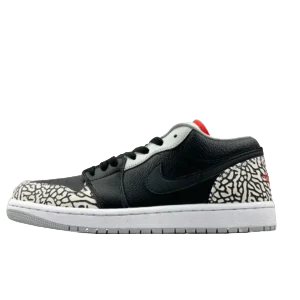 Nike Air Jordan 1 Low black white cement print leather sneakers
