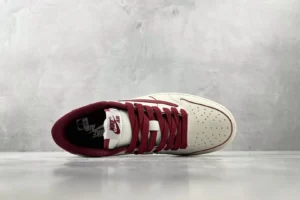 Nike Air Jordan 1 Low OG Neutral Grey gym red sail leather sneakers with padded collar and perforated toe box