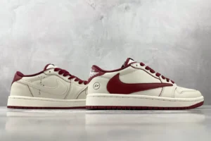 Nike Air Jordan 1 Low x Fragment white varsity red leather sneakers with signature collaboration details