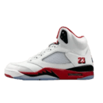 Nike Air Jordan 5 Retro Fire Red white red black leather sneakers with mesh panels