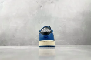 Nike Jordan 1 Low OG Fragment DJ0381-140 blue black white leather sneakers rear view