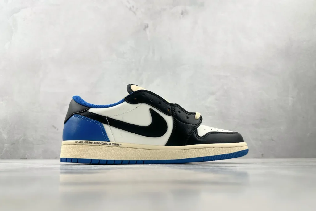 Nike Jordan 1 Low OG Travis Scott Style DZ5485-100 Sail/Black/Racer Blue leather sneakers