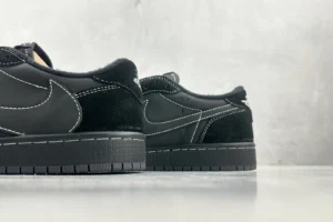 Nike Jordan 1 Low OG Style CZ4776-007 black colorway with suede and leather material sneakers