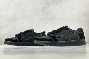 Nike Jordan 1 Low OG Style 553558-039 black white varsity leather suede sneakers