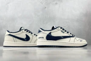 Nike Jordan 1 Low OG Levi's DH6927-100 Sail black denim cow leather sneakers