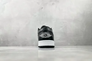 Nike Jordan 1 Low OG 553558-010 black white leather basketball sneakers with embroidered logo