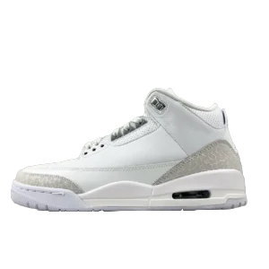 Nike Air Jordan 3 Retro white cement grey leather sneakers with visible air sole unit