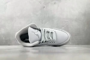 Nike Jordan 3 Retro 136064-100 White colorway premium leather sneaker with grey accents