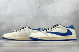 Nike Jordan 1 Low OG Style CV3042-100 Sail White Game Royal Blue leather sneakers