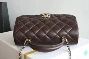 Chanel Classic Flap Bag Small A01112 dark brown quilted lambskin leather gold hardware chain bag