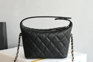Chanel Gabrielle small hobo bag black caviar leather chain strap gold hardware