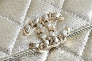 Chanel Classic Flap Bag medium style silver lambskin leather with silver chain logo clasp