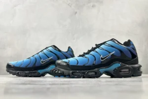 Nike Air Max Plus Gradient Blue black mesh sneakers with visible air cushioning and rubber sole