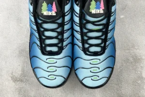 Nike Air Max Plus OG blue black pink green mesh sneakers with multicolor tree logo on tongue