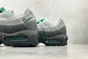 Nike Air Max 95 grey white black green gradient leather mesh sneakers with visible air unit soles