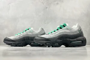 Nike Air Max 95 sneakers white grey green leather mesh with visible air cushioning outsole