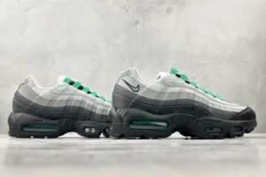 Nike Air Max 95 OG white black ghost green leather mesh sneakers with visible air cushioning