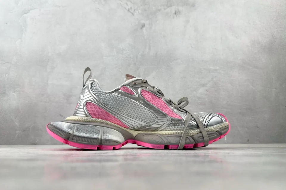 Balenciaga Track 2 sneakers silver pink mesh and synthetic material with layered sole design