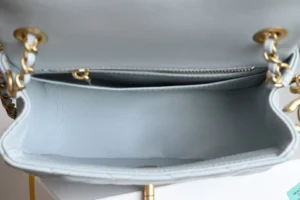 Chanel Classic Flap Small A01112 pale blue lambskin leather chain shoulder bag gold hardware