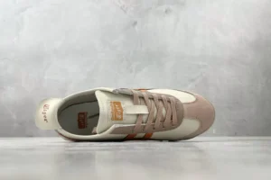 Onitsuka Tiger Mexico 66 cream beige orange leather suede sneakers top view