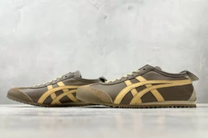 Onitsuka Tiger Mexico 66 brown beige leather and suede sneakers with beige lace accents