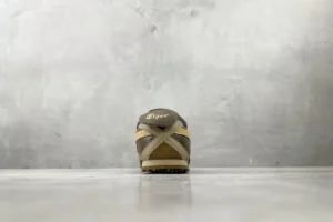 Onitsuka Tiger Mexico 66 beige black leather suede sneakers rear view with logo on heel tab