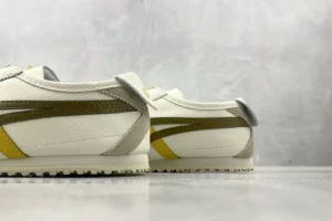 Onitsuka Tiger Mexico 66 white olive yellow leather sneakers with suede accents
