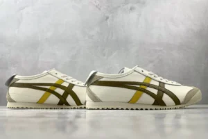 Onitsuka Tiger Mexico 66 white yellow olive leather sneakers low profile retro design