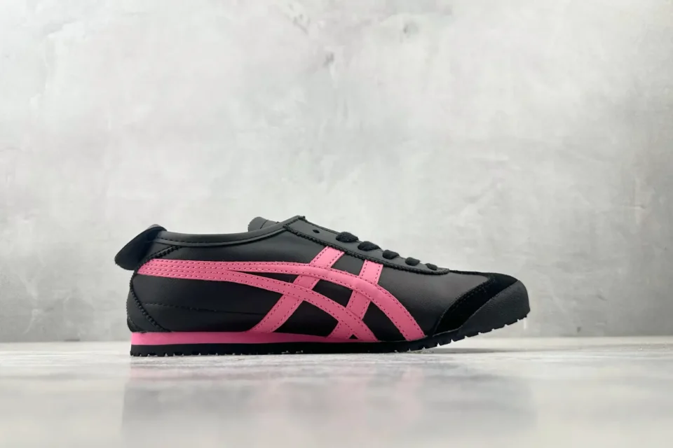 Onitsuka Tiger Mexico 66 black pink leather sneakers with rubber sole