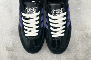 Adidas Ozweego Ozzy Osbourne black purple white leather sneakers with suede detailing and white laces