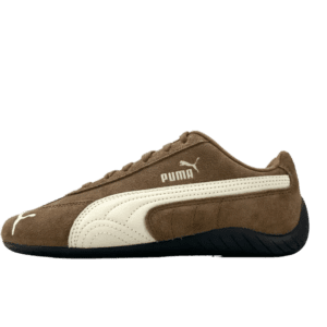Puma Roma Basic 382617 07 brown pumice white suede and leather casual sneaker with rubber sole