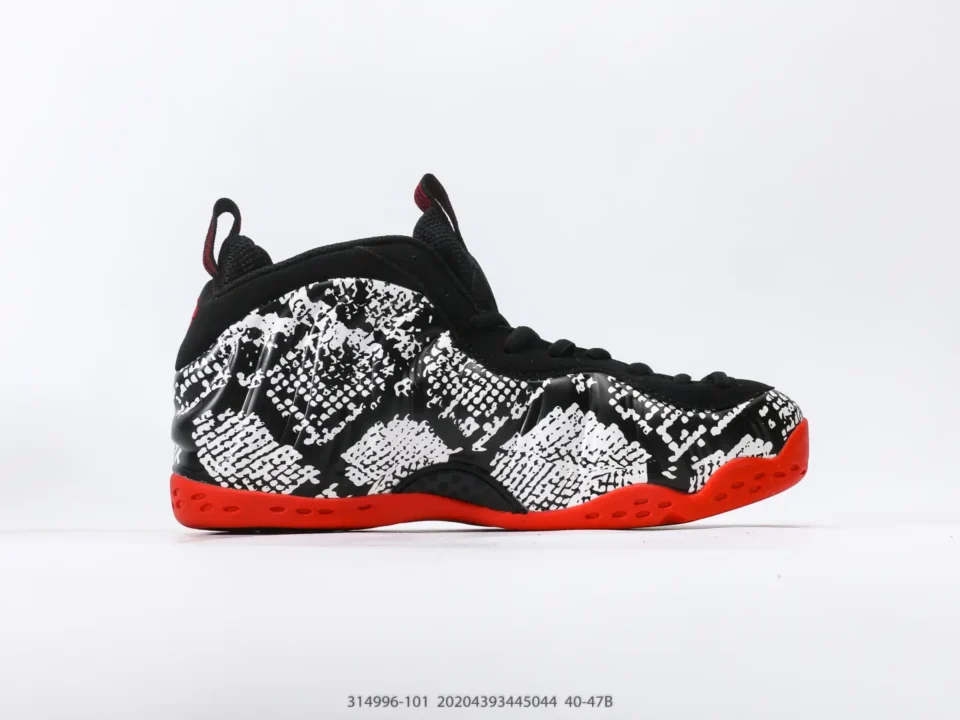 Nike Air Foamposite One PRM black white red synthetic sneakers