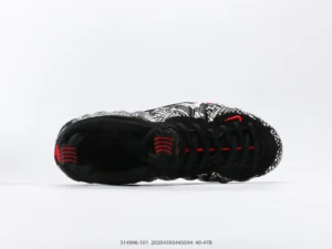 Nike Air Foamposite One black white red synthetic leather sneakers