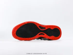 Nike Air Foamposite One black red foamposite sneakers rubber sole detailed view