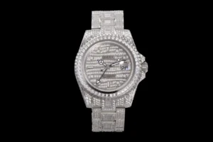 Rolex GMT Master II diamond replica bust down full Swarovski diamond paved dial bezel bracelet 116769TBR