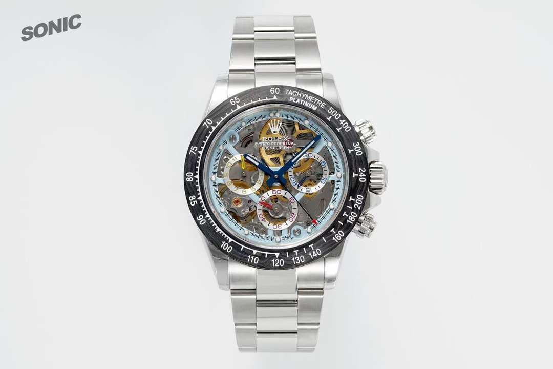 Rolex Daytona Skeleton Replica Forged Carbon Bezel Platinum – 116500LN-0002