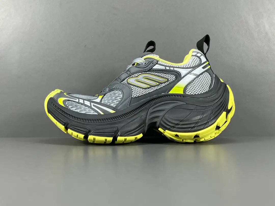 Grey and Green Balenciaga 10XL Mesh Round Head Strap Low Top