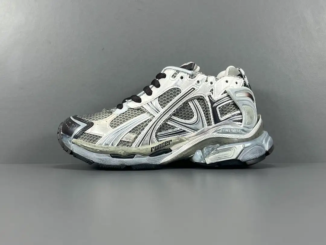 Balenciaga White Grey Balenciaga Leather Simple Fashion Outdoor Concept Shoes,