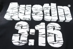 Repsgoat branded black cotton t-shirt with cracked white August 3:16 graphic print