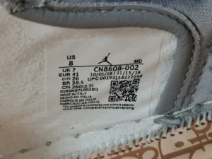 Nike Air Jordan 1 Retro High OG CN8608-002 white grey leather sneakers made in Italy size US 8