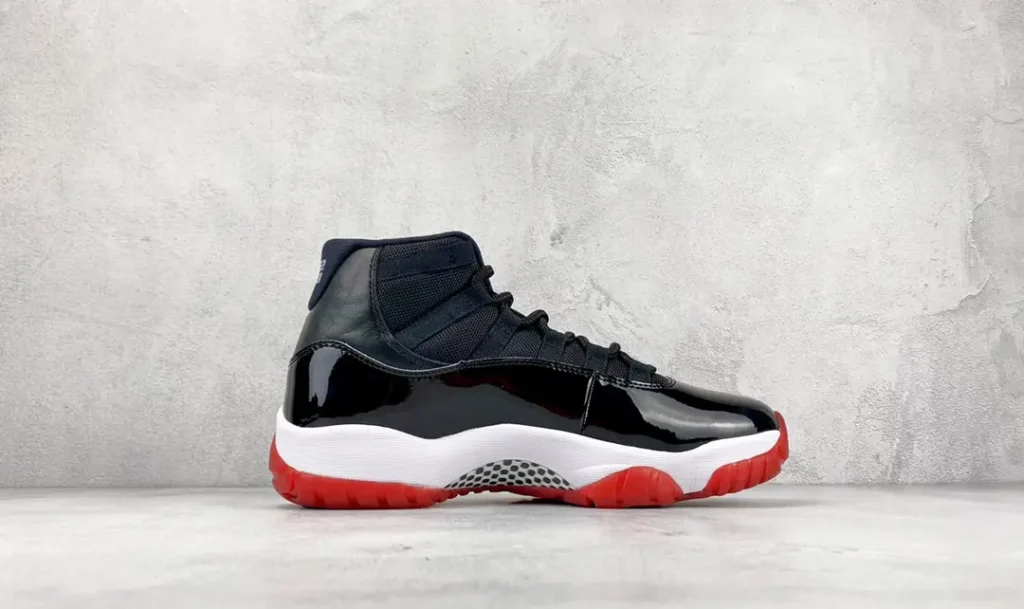 Nike Air Jordan 11 Retro Bred black red white patent leather sneakers