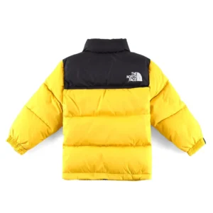 The North Face Nuptse jacket yellow black color-block insulated down outerwear