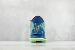 Nike Kyrie 7 DK0049-400 blue light blue red Volt synthetic basketball sneakers rear view