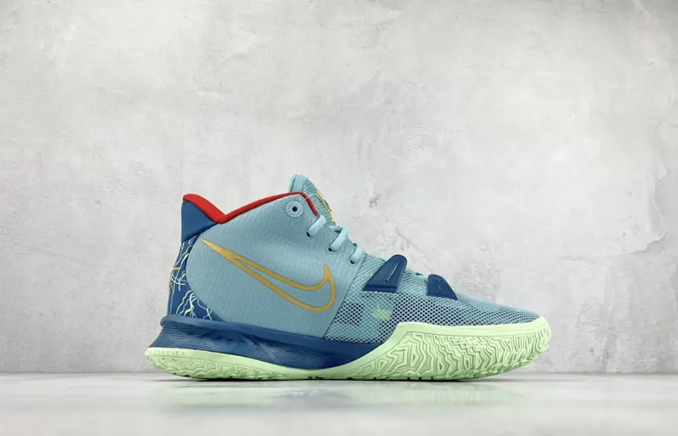 Nike Kyrie 7 EP CT4080-400 blue gold navy glow basketball sneakers mesh material