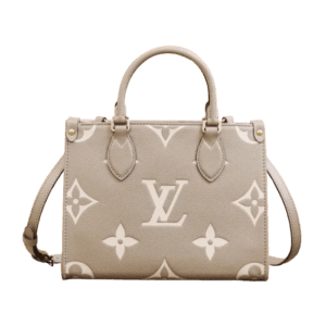 Louis Vuitton OnTheGo GM tote bag beige white monogram canvas leather handles and strap