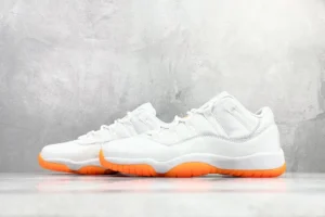 Air Jordan 11 Low white orange outsole leather sneakers