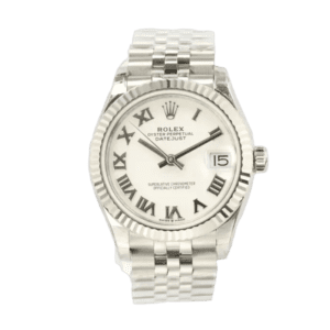 Rolex Datejust white dial fluted bezel stainless steel watch with jubilee bracelet