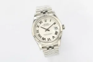 Rolex Datejust white dial fluted bezel stainless steel case and bracelet watch